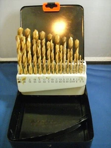 VINTAGE TITANIUM COATED 28 PIECE DRILL BIT SET - Picture 1 of 5