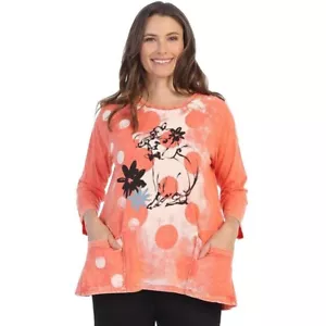 Jess & Jane Mineral Washed Patch Pocket Cotton Tunic - Watermelon, Medium NWT - Picture 1 of 1