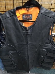 Size Large Leather Stand Motorcycle Vest W/ Concealed Carry Pocket.... Brand New - Picture 1 of 2