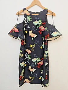 Coast Kaempa Dress Cold Shoulder RHS Floral Black BNWT - Size 14 - RSPCA NW Lond - Picture 1 of 15