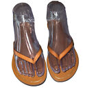 Womens J Crew RIO Brown leather Flip flops sandals size 6 made in Italy