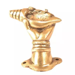 Set of 2 Antique Look Golden Brass Rare Hand Pull With A Shell Conch Door Handle - Picture 1 of 2