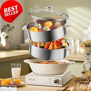 Bear Electric Food Steamer, 14L 3-Tiers Multifunctional Vegetable Steamer Hot Po - Picture 1 of 12