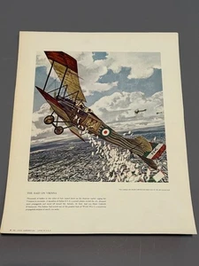 Vintage Leach Military Print 1961 WWI Plane WWII Heritage Air 14X11 Raid Vienna - Picture 1 of 5