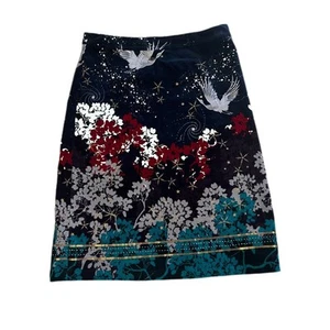 White Stuff Skirt Size 10 Velvet Floral Pattern Boho Retro Embroidered A-line - Picture 1 of 10