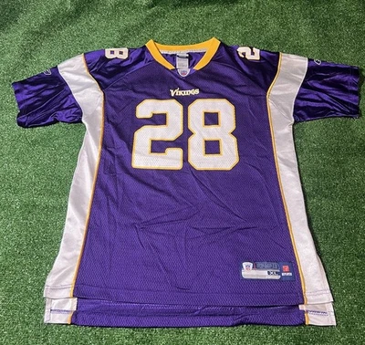 Camiseta deportiva de fútbol americano Reebok Adrian Peterson Minnesota Vikings #28 NFL púrpura juvenil XL Foto 1 de 4