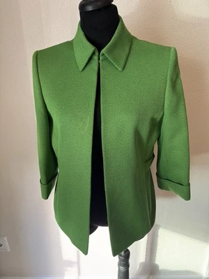 Chaqueta Preston York Mujer Talla 10 Verde Manga 3/4 Frente Abierto Blazer Forrado Foto 1 de 4