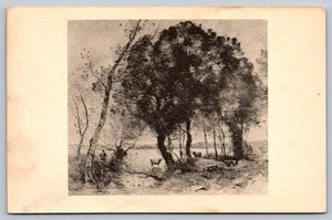 The Lake by Camille Corot Vintage Art Postcard Frick Collection - Picture 1 of 2