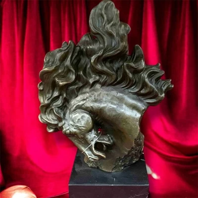 Bronce CABEZA DE CABALLO Escultura Estatua Animal Mármol Estatuilla Decoración Caballería Raro Foto 1 de 4