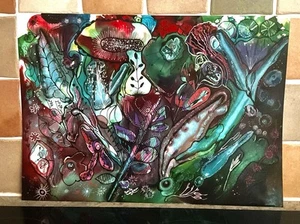 Fireflies And Summer Nights, Magic And Romance Original Alcohol Ink by Anita - Picture 1 of 6