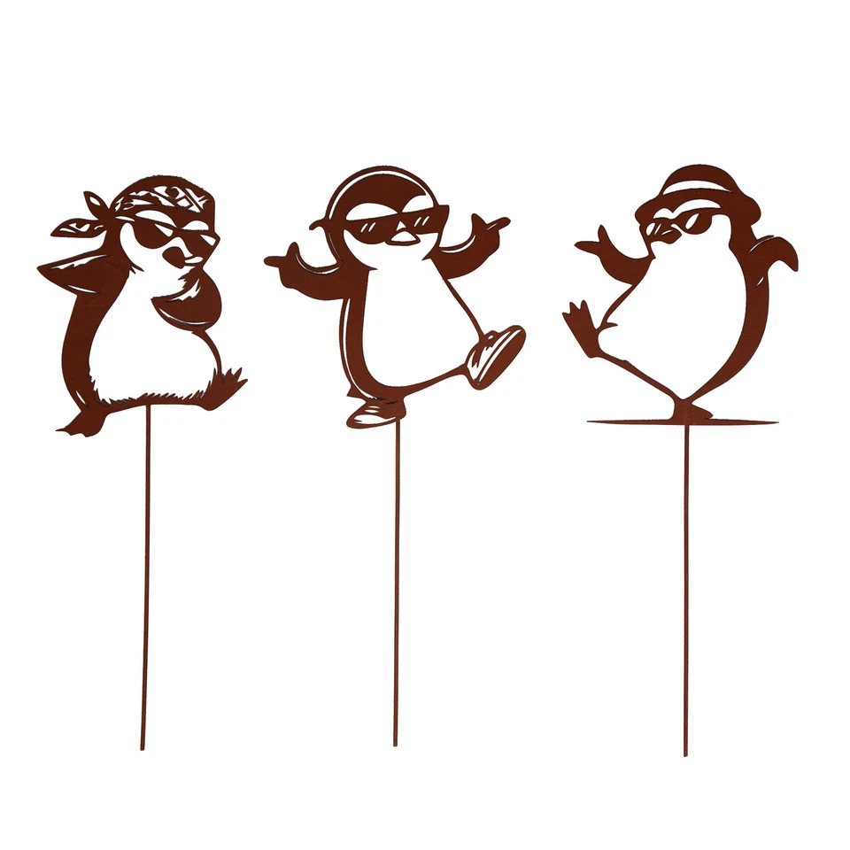 UNUS Gartenstecker Pinguine, Gartendeko,Rostoptik, wetterfest, dekorativ - Bild 1 von 4