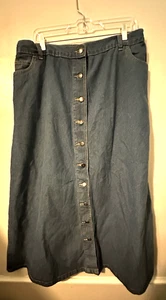 Woman Within Flared Stretch Blue Denim Midi Skirt Womens 16W 3-Pocket - Picture 1 of 7
