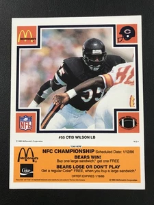 1985 McDonald's Chicago Bears Otis Wilson Orange w/ Tab HIGH GRADE - Picture 1 of 2
