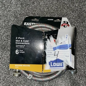 EASTMAN 2 PACK Washing Machine 6 ft Stainless Steel Hot & Cold Connectors NEW - Picture 1 of 2