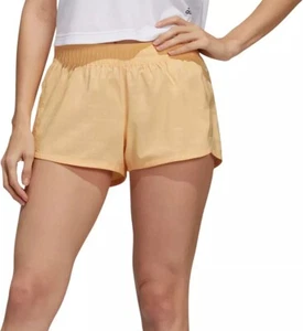 Adidas Pulse Amber (gelb) Pacer Woven Deboss 3" XL Damenshorts *neu mit Etikett* - Bild 1 von 5