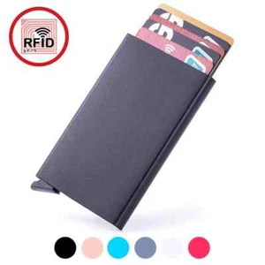 RFID Kreditkartenetui Metall Dünn Schmal Smart Geldbörse Herren Damen Brieftaschen Pop Up - Bild 1 von 29