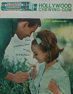 PUBLICITE HOLLYWOOD CHEWING GUM FRAICHEUR AMOUREUX DE 1964 FRENCH AD PUB VINTAGE - Picture 1 of 1