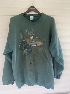 DISTRESSED Hunter's Rivals Green LongSleeve Size XL SweatShirt Matty Matheson - Picture 1 of 12