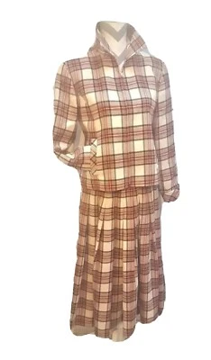 Pendleton Largo Plisado Lana Tartán Cuadros Falda Traje Blazer Chaqueta Abrigo 8 8P S Foto 1 de 4