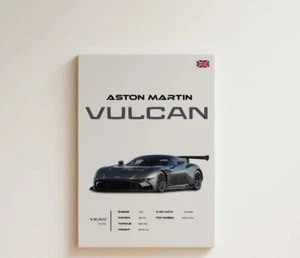 Aston Martin Vulcan Car Poster, Sports Car Print, Automotive Wall Art, High - Picture 1 of 4