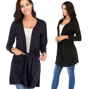Women Cardigans Outwear Loose Long Cardigan Shirts with Pockets Casual Outwear - Picture 1 of 14