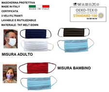 10x Lavabili Riutilizzabili TNT Blu Nere Made in Italy Protezione Naso Bocca