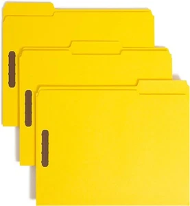 Smead Folders Two Fasteners 1/3 Cut Assorted Top Tab Letter Yellow 50/Box 12940 - Picture 1 of 8