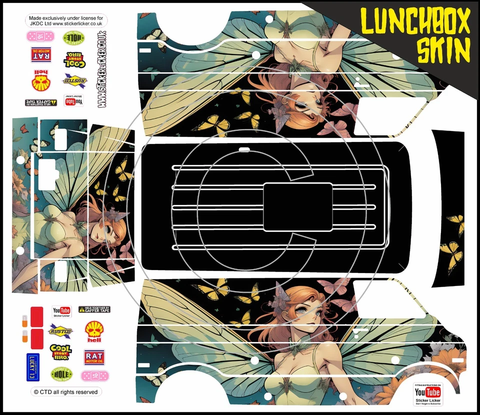 STICKER LICKER Sticker Set Skin Wrap Pretty Fairy Butterfly Theme Fits Tamiya Lunch Box shell