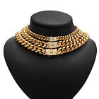 Herren Frauen 18 Karat vergoldete Edelstahl Bordstein kubanische Gliedkette Halskette 6-14 mm