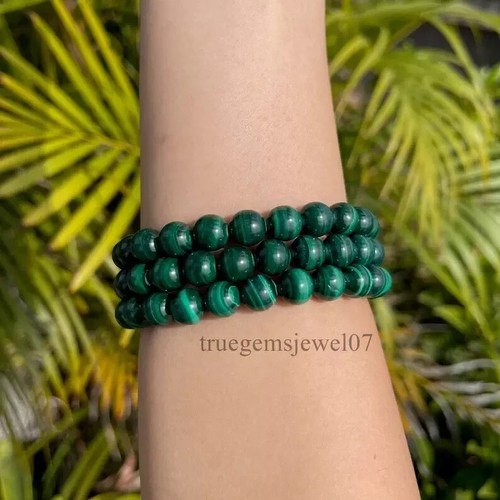 VALENTINO AAAA Bracciale Malachite Braccialetto di Perline Tonde Cristallo Fatto a Mano 8mm Regalo per Amico