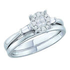 14Kt White Gold Princess Diamond Bridal Wedding Ring Band Set 1 4 Ctw