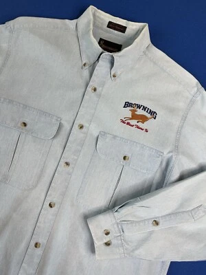 Camisa de mezclilla Browning Super Naturals de colección para hombre grande (larga) LOGOTIPO DE CIERVO BORDADO Foto 1 de 4