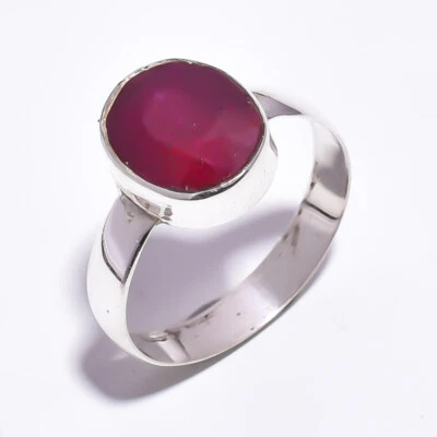 AAA Pink Ruby Ring 925 silver Sterling Handmade Gemstone Boho Jewelry New - Image 1 of 3