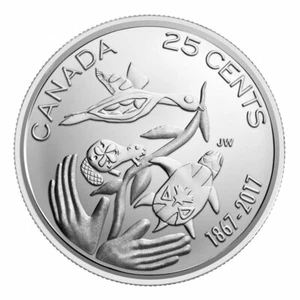 π¨π¦ Canada quarter 25 cents coin, Hope Green Future, Bird, Turtle, Beaver, 2017 - Picture 1 of 2