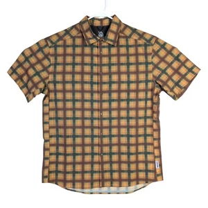 Club Ride Mens Medium Plaid Button Snap Short Sleeve Shirt Motive Print New - Picture 1 of 9