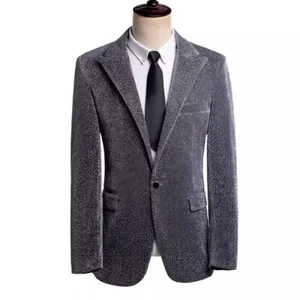 Giacca cappotto uomo matrimonio bavero un bottone tuta slim blazer glitter business party - Foto 1 di 12