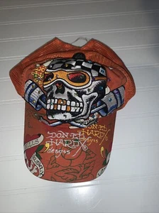 ED HARDY by CHRISTIAN AUDIGIER SKULL HAT w. RHINESTONES Distressed Read - Picture 1 of 20