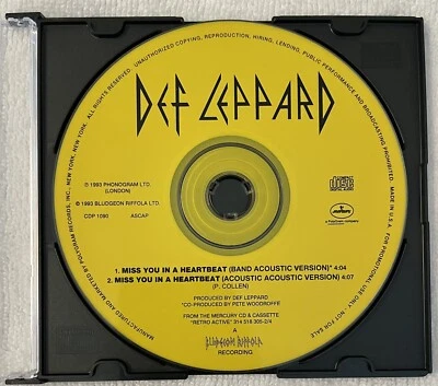 Def Leppard, Miss You In A Heartbeat,  Single, Promo, CD, 1993 Foto 1 de 2