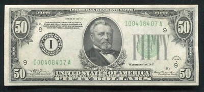 FR. 2103-I 1934-A $50 FRN FEDERAL RESERVE NOTE MINNEAPOLIS, MN GEM UNCIRCULATED - Image 1 of 2