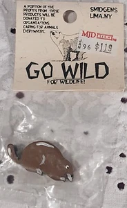 Go Wild For Wildlife Smidgens Lima NY Wooden Beaver Miniature 1.3x1/2" NIP - Picture 1 of 2
