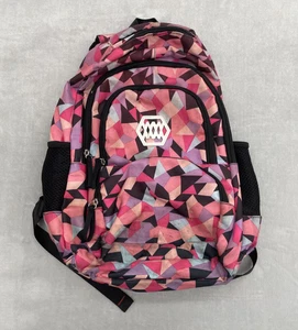 Bansusu Backpack Unisex One Size Pink Geometric Pattern School Travel Bag - Picture 1 of 10