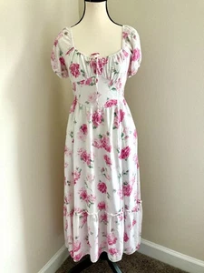 HOLLISTER Cottagecore Maxikleid rosa & weiß Blumen Gr. S - Bild 1 von 3