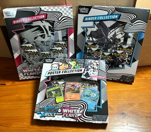 Pokemon Juego de Cartas Coleccionables Perno Negro Blanco Acampanado 2x Cajas de Carpeta + Paquete de Caja de Póster - Imagen 1 de 9