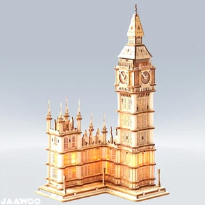 3D Wooden Puzzles Big Ben Craft Building Model Kit Led Light DIY Games For Kids - Picture 1 of 7