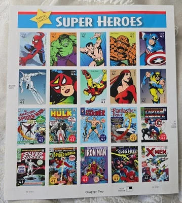 USPS Marvel Comics Super Heroes Capítulo Dos - Hoja de 20 sellos (41¢) Como Nuevo 2006... Foto 1 de 2