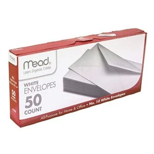 Mead Gummed Closure Envelopes: 4-1/4 in. x 9-1/2 in. (White) *50 count - Picture 1 of 2