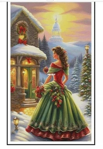 PUNTO CROCE CHRISTMAS LADY WINTER RED CROSS STITCH QUEEN ANGEL USB DVD MICRO SD - Picture 1 of 4