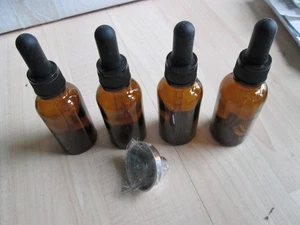 4er Pack 1oz 30ml Braun Boston Runde Glasflaschen mit Skalierten Glastropfern #H22EB - Bild 1 von 7