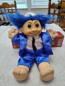 Troll Doll Jewish Boy Bar Mitzvah Blue Hair Suit Plush - Picture 1 of 6