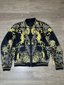 Versace Collection Barocco Black / Gold Reversible Light Weight Jacket Sz. L - Picture 1 of 14